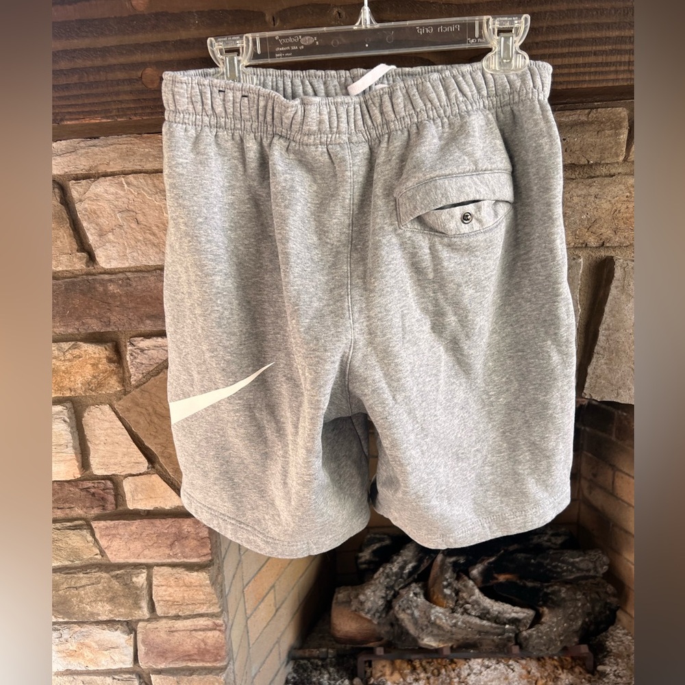 Nike Grey Sweatshorts with White Swoosh Fleece Small - Picture 3 of 3